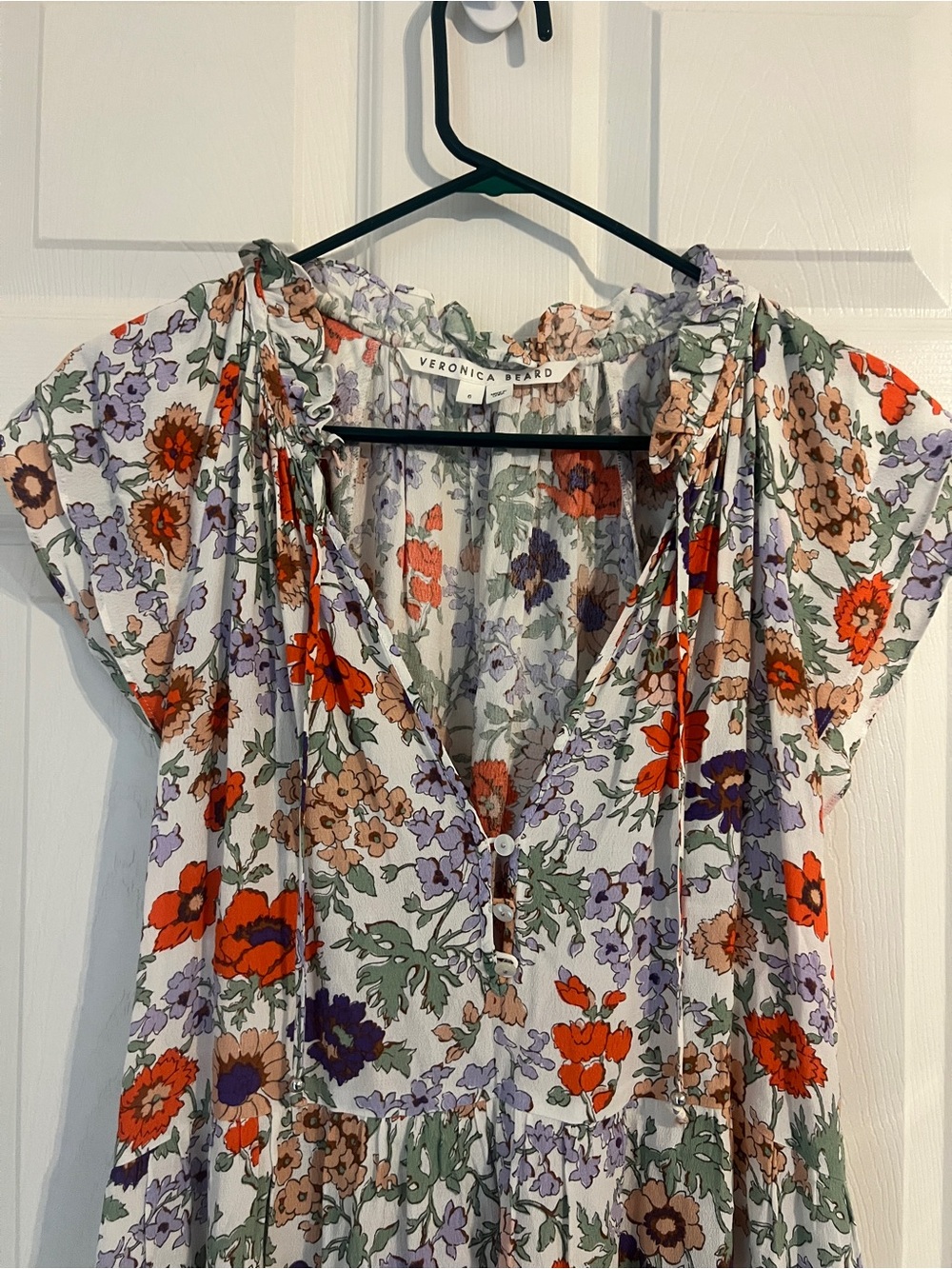 Veronica Beard Floral Boho Tiered Mini Dress Cottagecore Prairie Women’s 6 - Picture 3 of 10